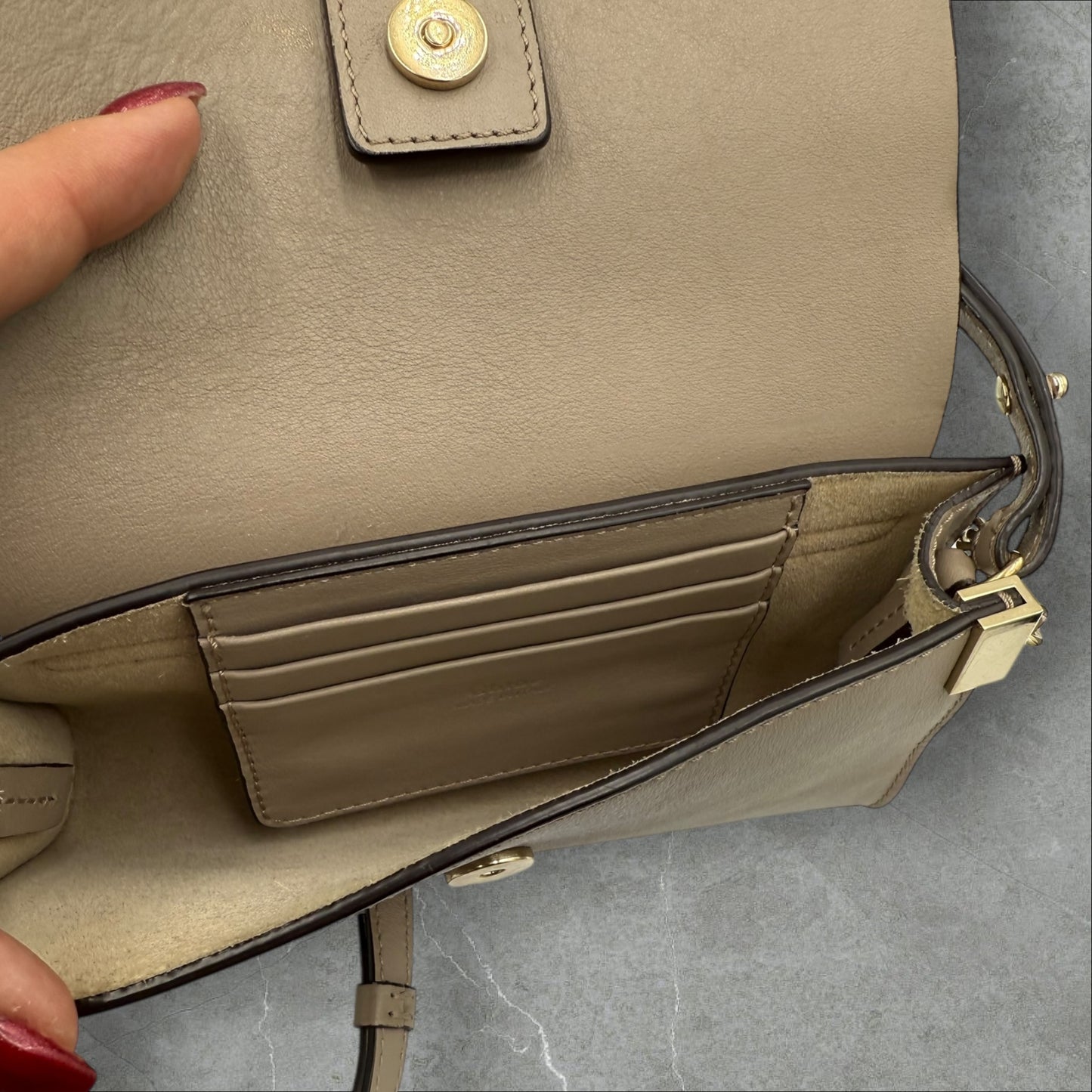 330. Chloe Faye Mini Shoulder/Crossbody In Grey Suede and Leather