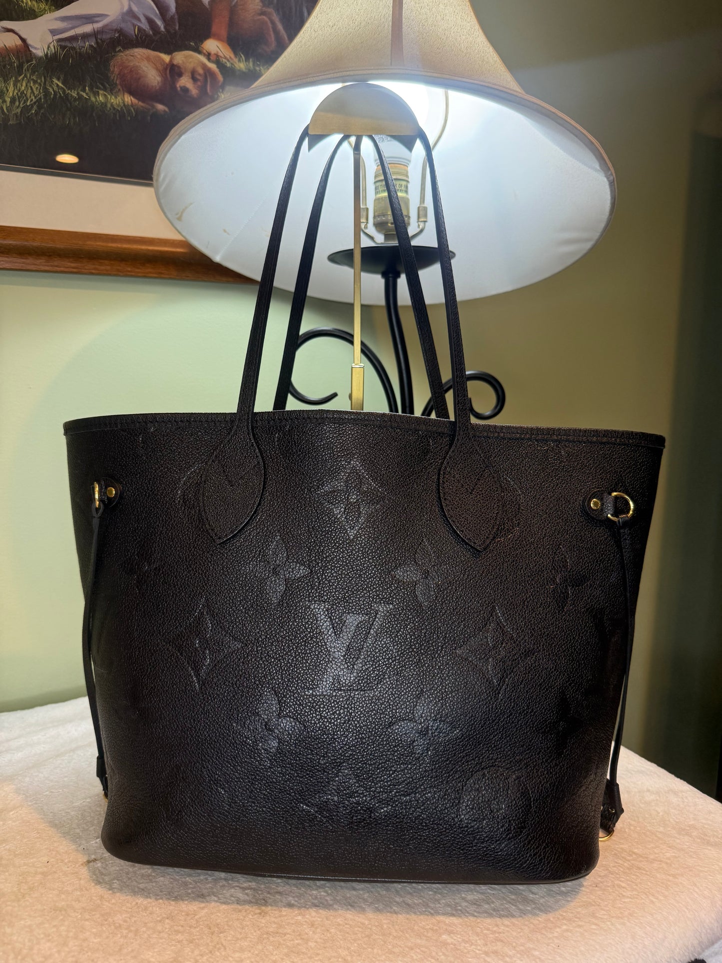1312. Louis Vuitton Black Empriente Neverfull MM with Pouch
