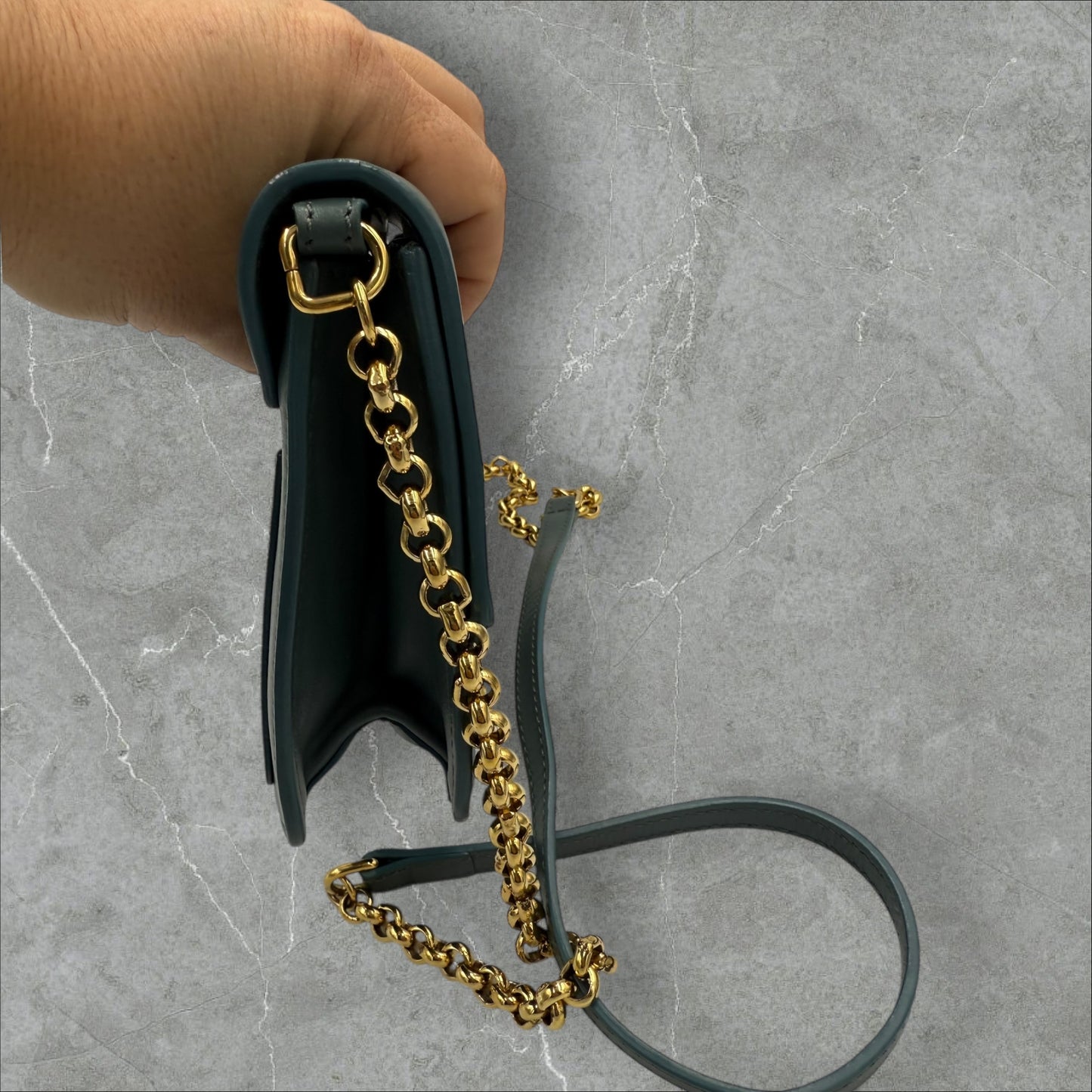 316. Chloe Leather C Smog Blue Shoulder Bag