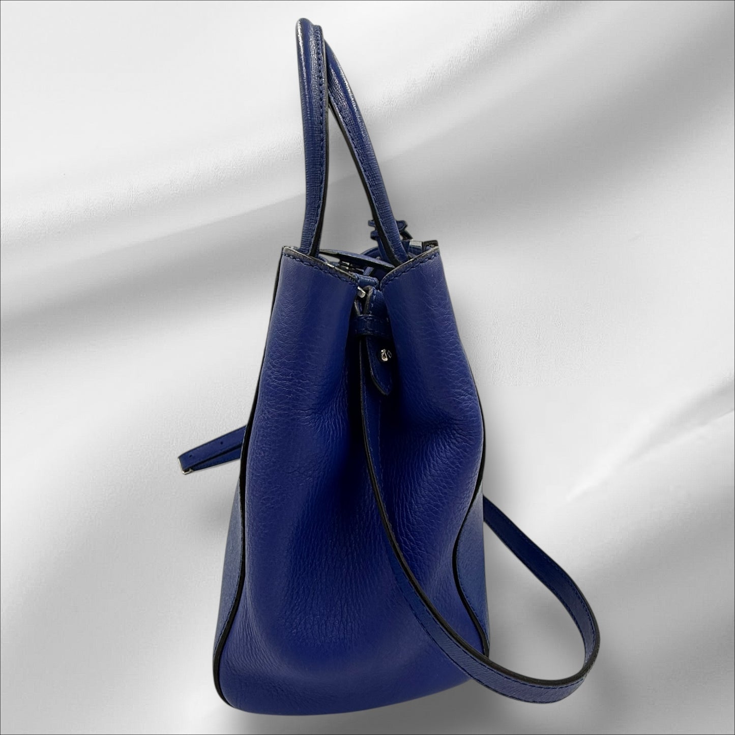 321. Fendi Blue Leather Petite Sac 2jours Elite Top Handle