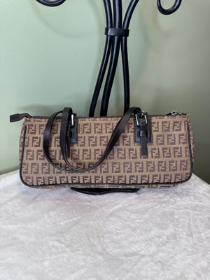 1707. Fendi Zucchino Canvas Baguette Tote