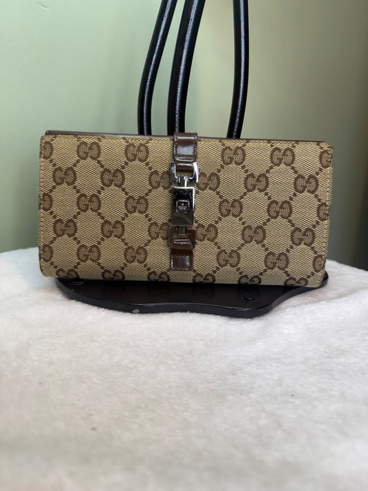 747. Gucci Jackie GG Canvas Long Wallet