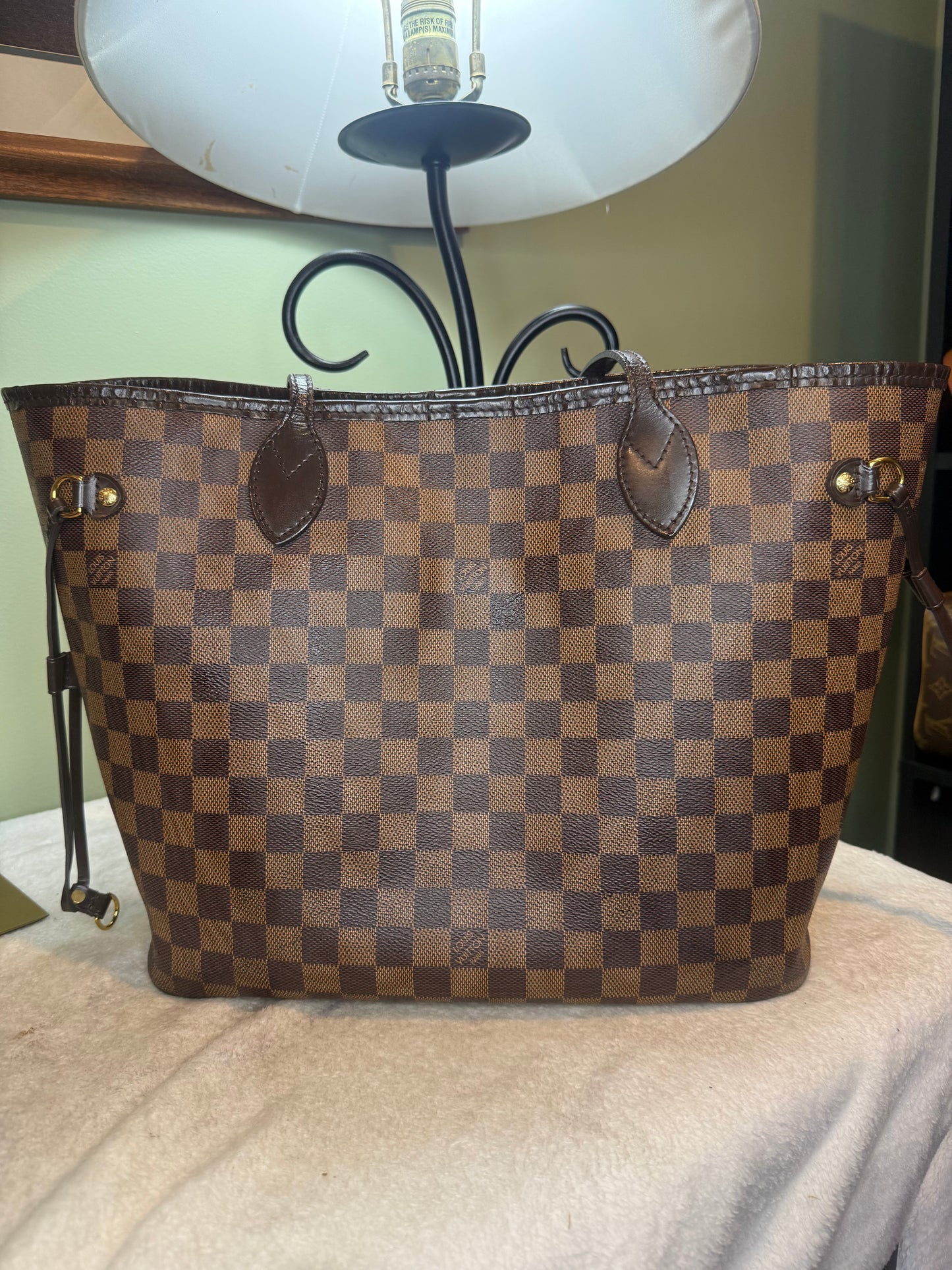 1428. Louis Vuitton Damier Ebene Neverfull MM with Pouch