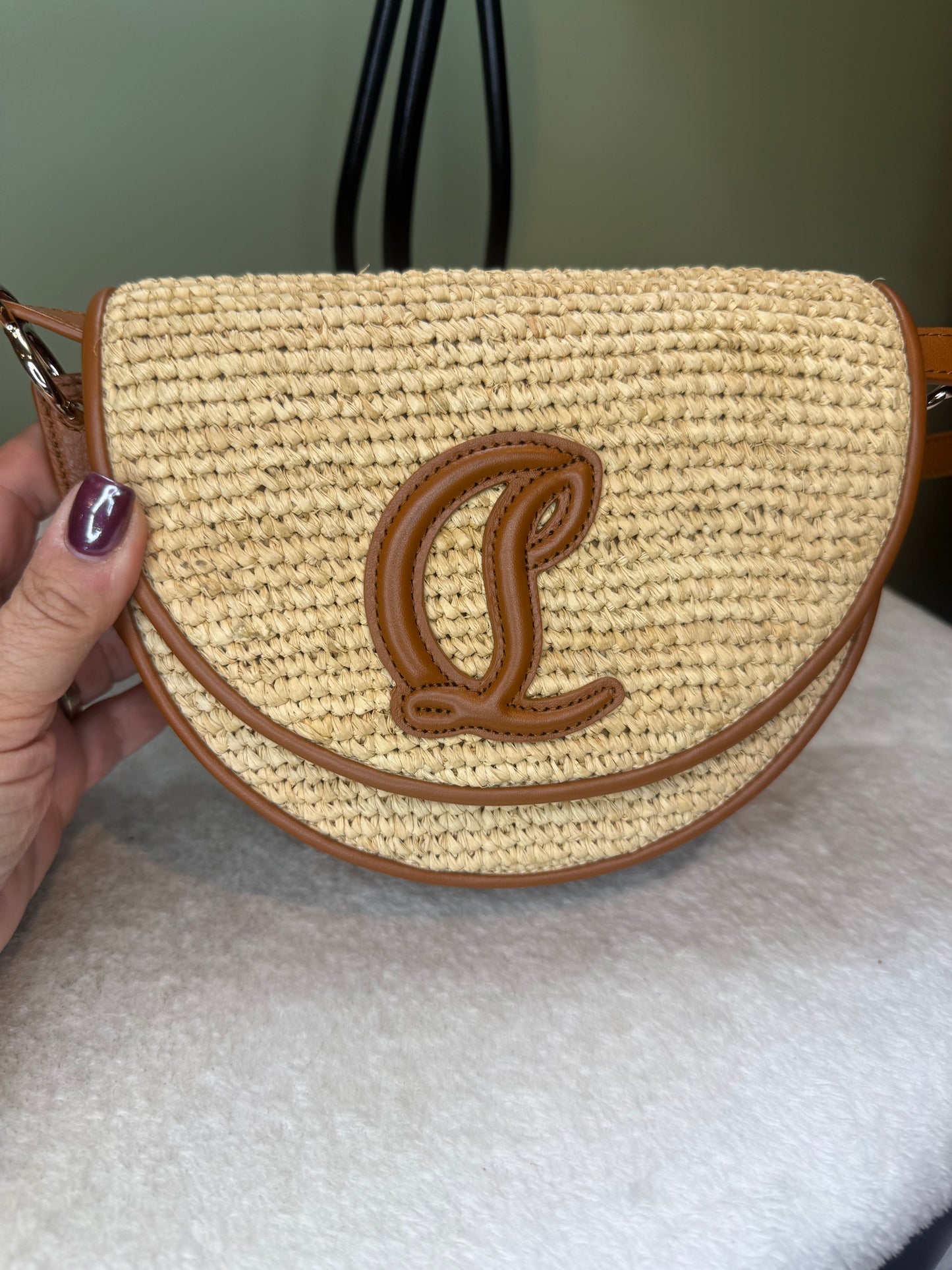 1282. Christian Louboutin By My Side Crossbody with Natural Raffia