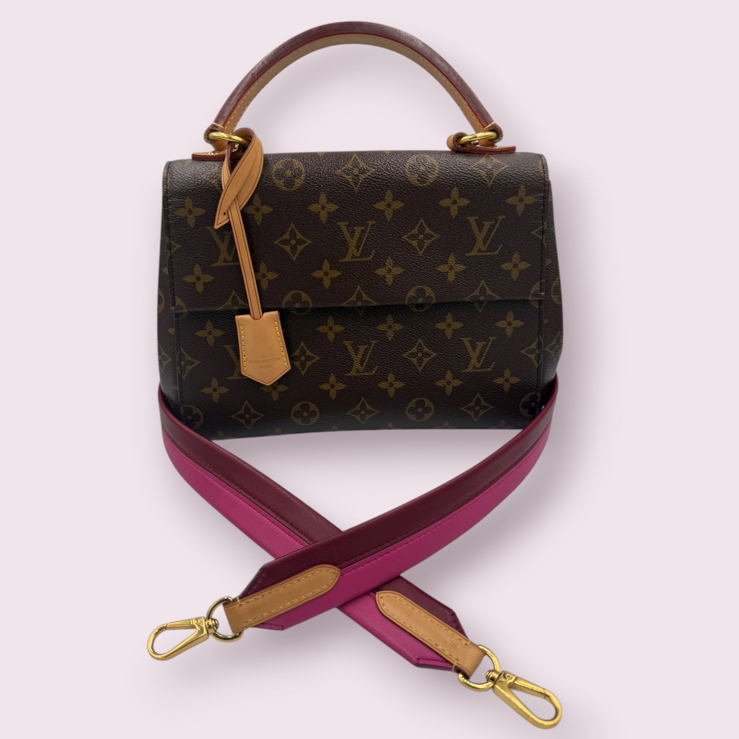 247. Louis Vuitton Monogram Cluny BB Bordeaux X Fuchsia