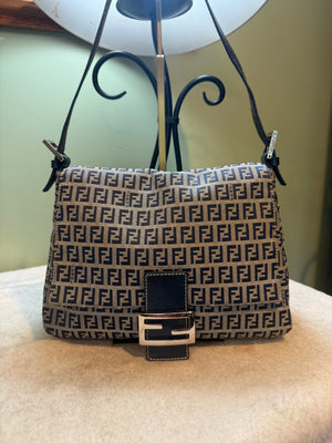 1675. Fendi Zucca Mama Baguette in Navy