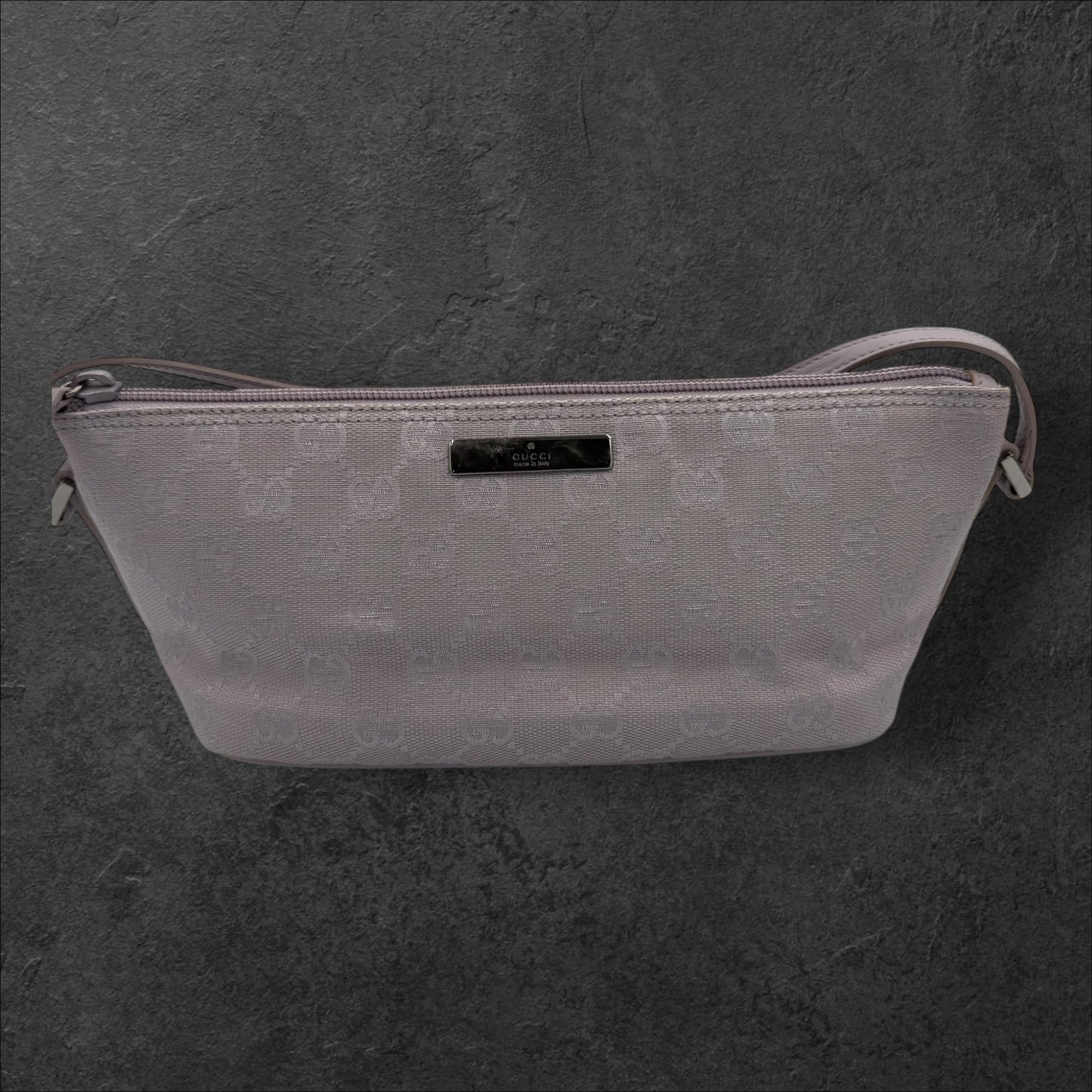 413. Gucci Lavender GG Canvas Accessory Pouch with silver Hardware