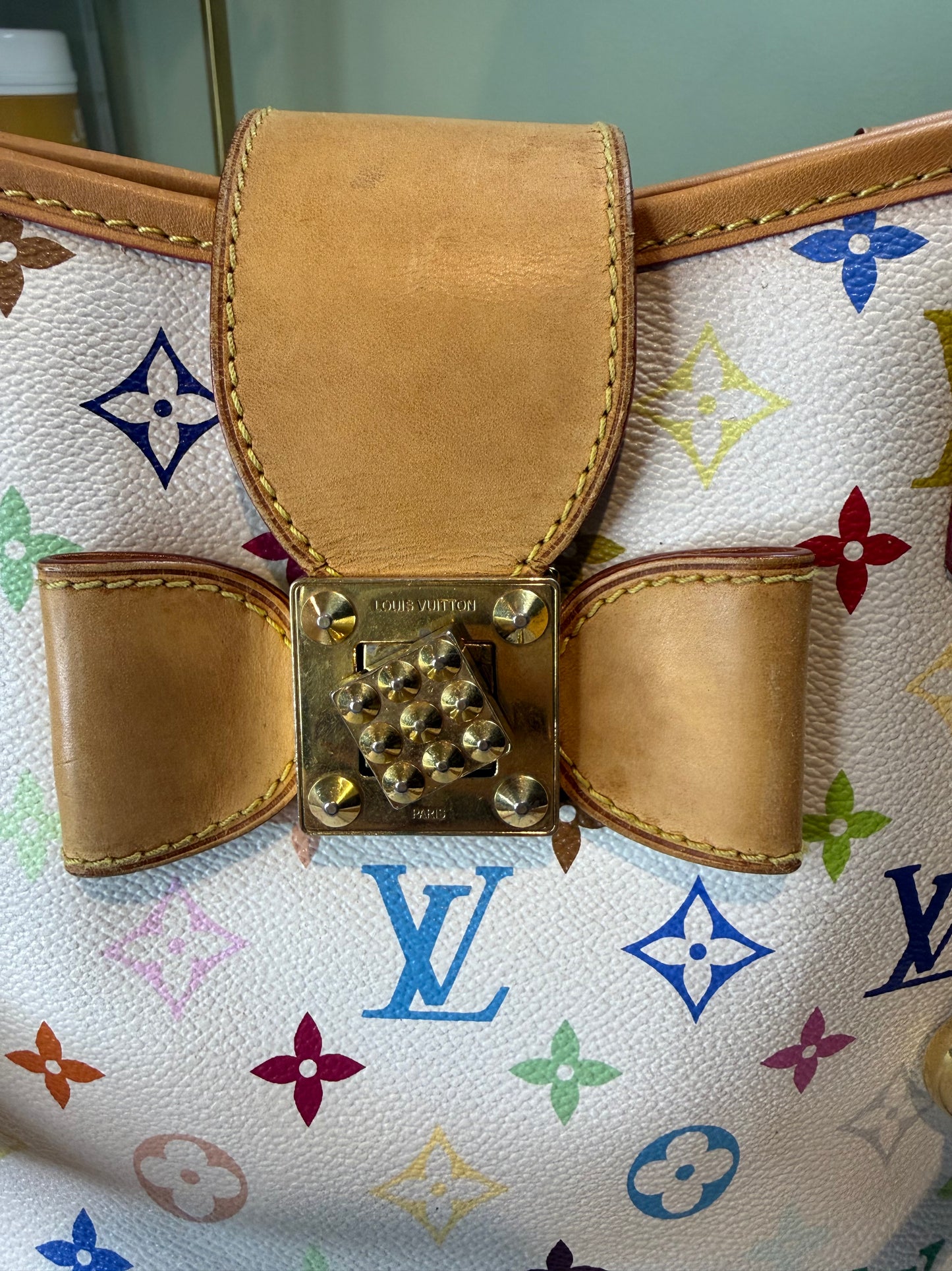 1275. Louis Vuitton White Multicolor Annie MM Shoulder Bag