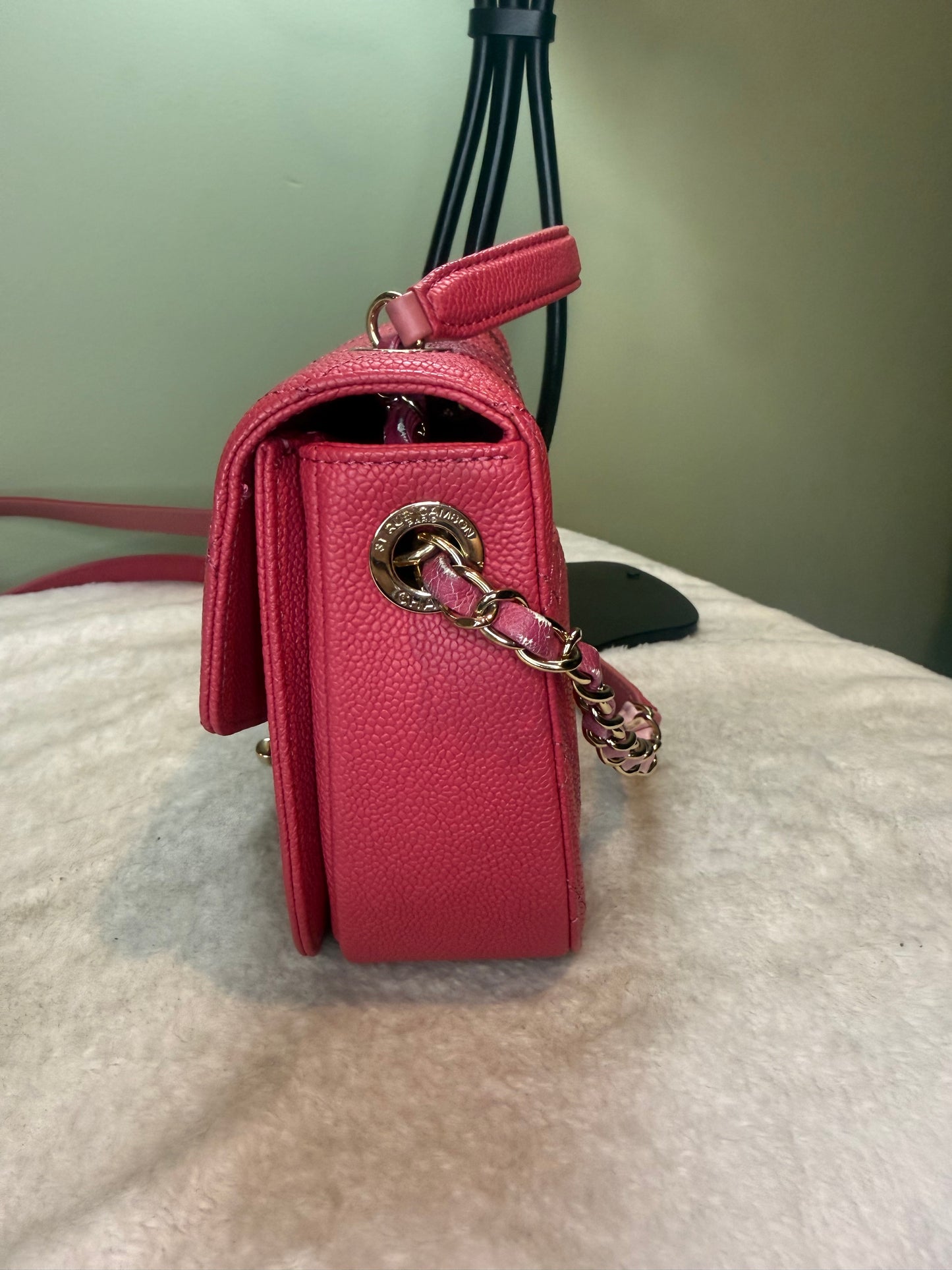 1378.  Chanel Pink Paris-Cuba Caviar Thread Around two way bag