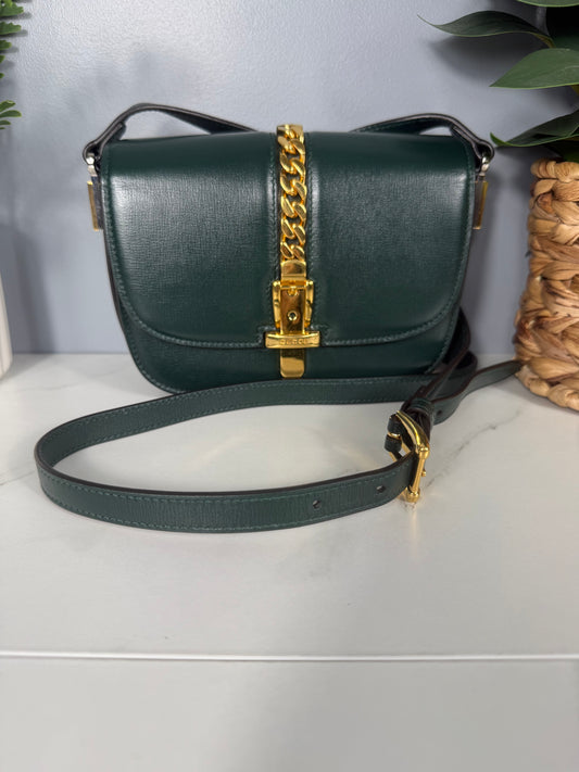 2264. Gucci  Green 1969 Sylvie Leather Crossbody