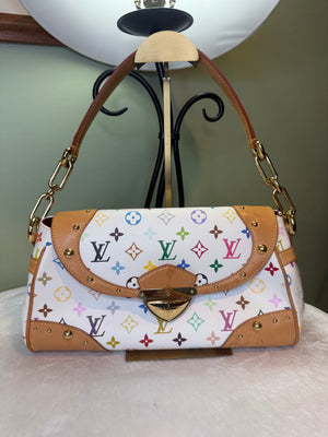 1837. Louis Vuitton White Multicolor Beverly MM
