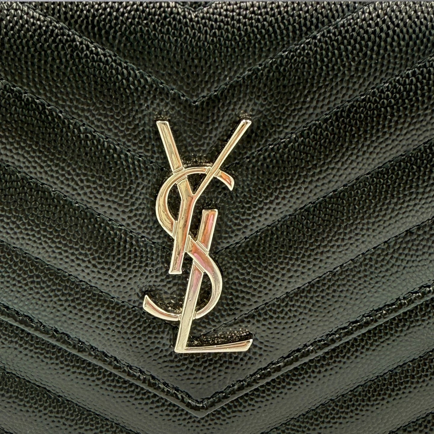 Saint Laurent YSL Black Wallet on Chain with silver logo shoulder bag