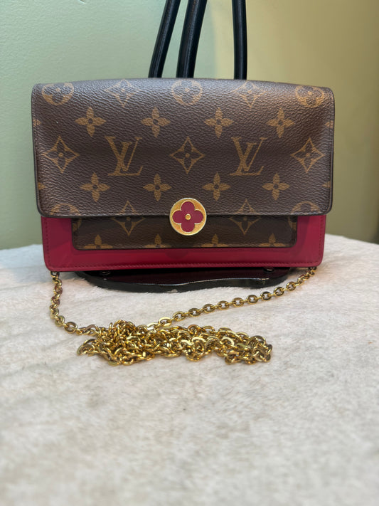 1641. Louis Vuitton Monogram Flore with Fuchsia WOC