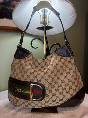 1531. Gucci GG Canvas Hasler Web Shoulder Bag