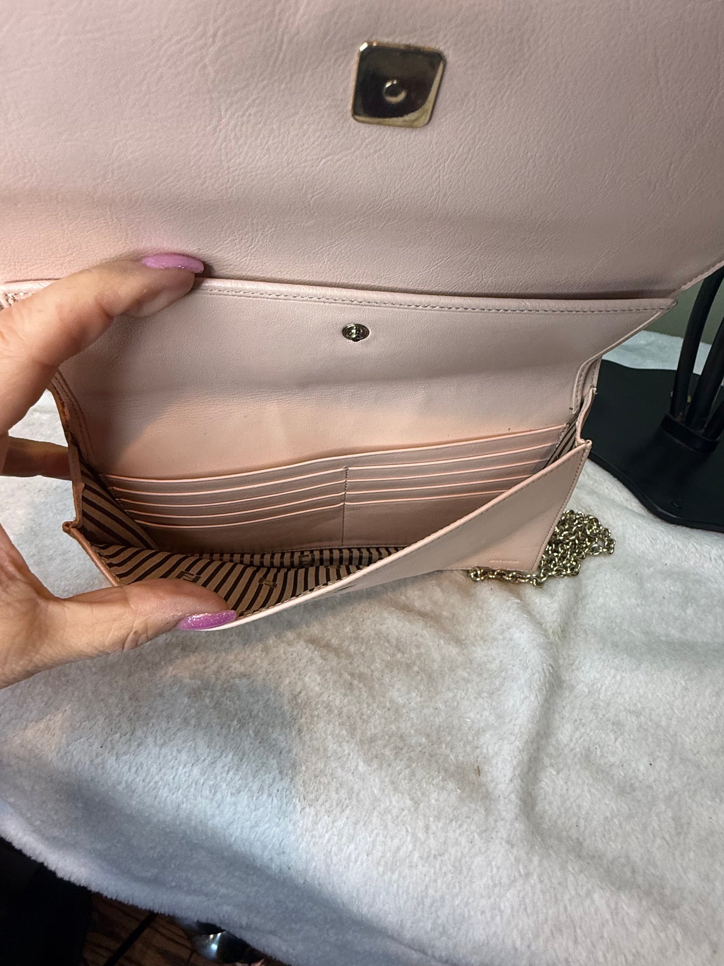 834. Fendi Fendilicious Rose Gold Wallet on Chain