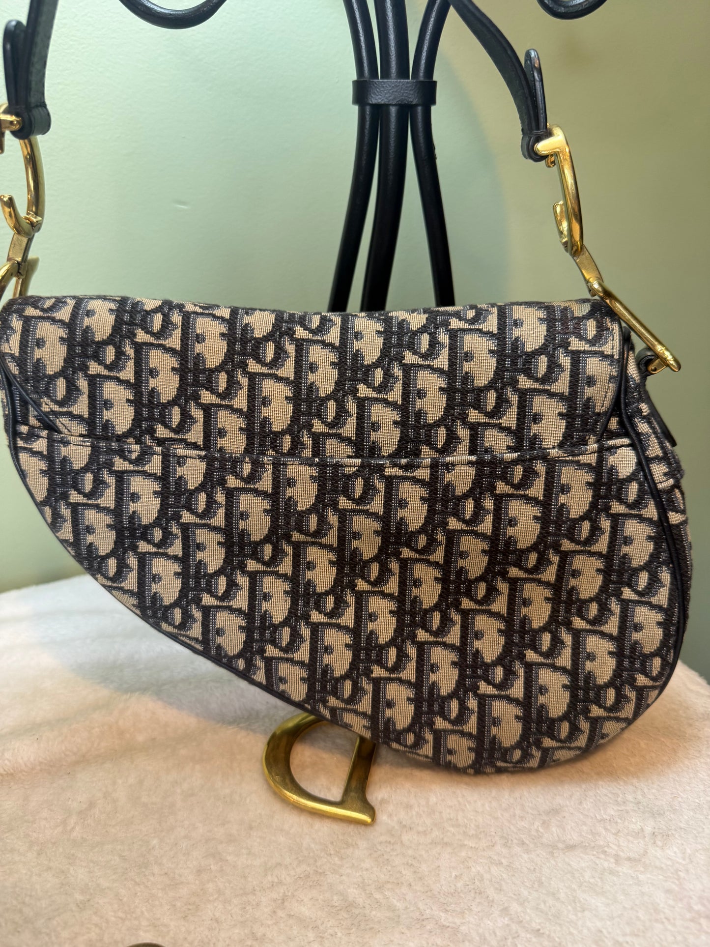 1185. Christian Dior Oblique Jacquard Saddle Bag