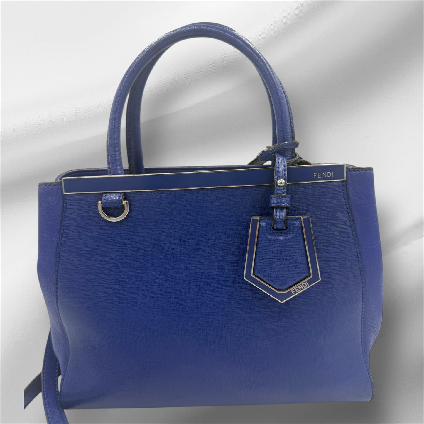 321. Fendi Blue Leather Petite Sac 2jours Elite Top Handle