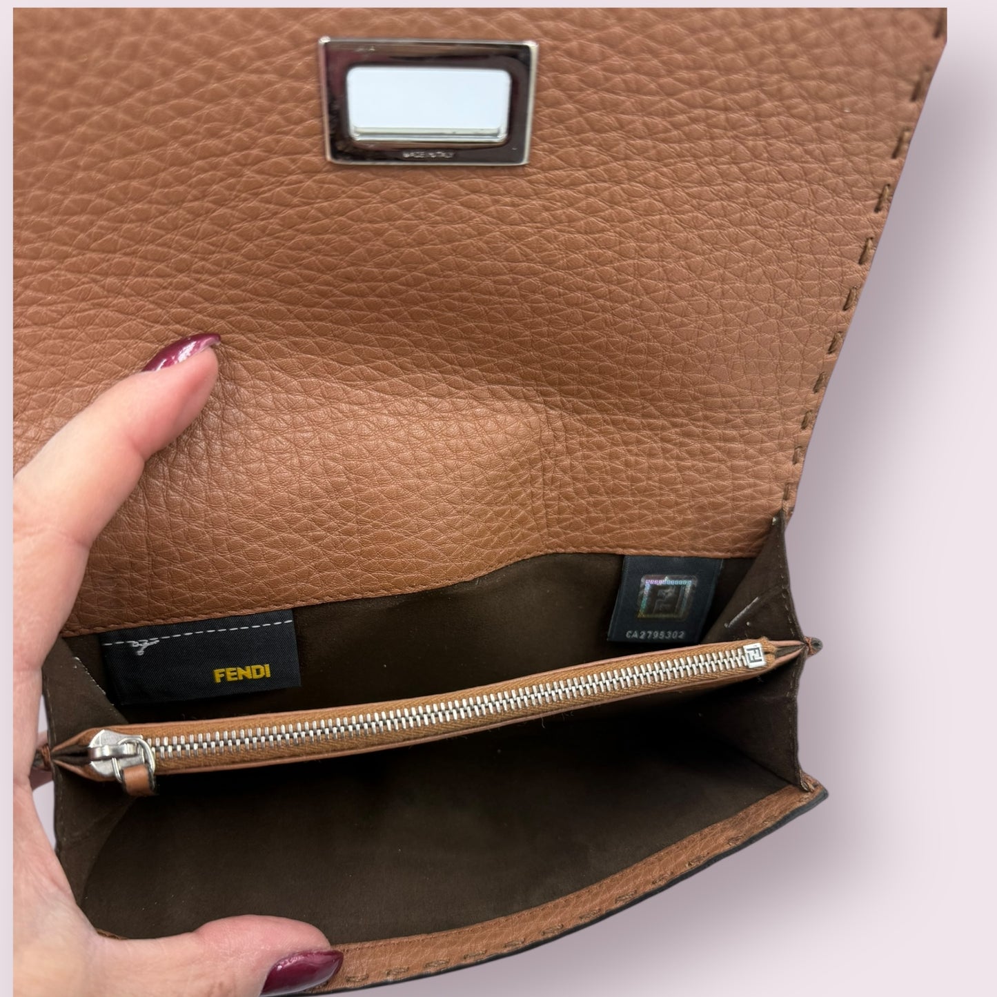 436. Fendi Brown Leather Peekaboo Wallet