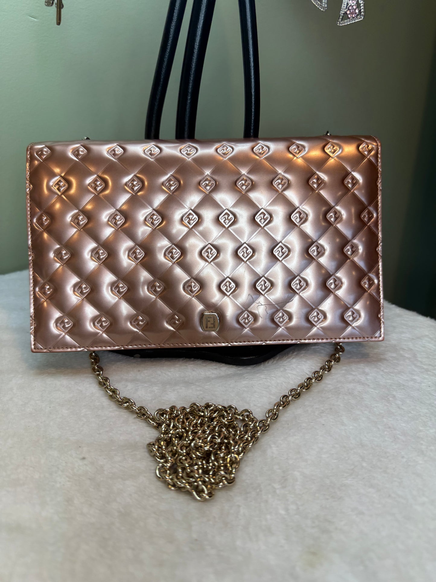 834. Fendi Fendilicious Rose Gold Wallet on Chain