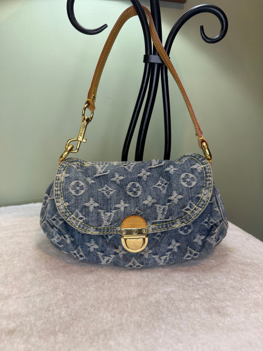 1308. Louis Vuitton Monogram Denim Mini Pleaty Bag