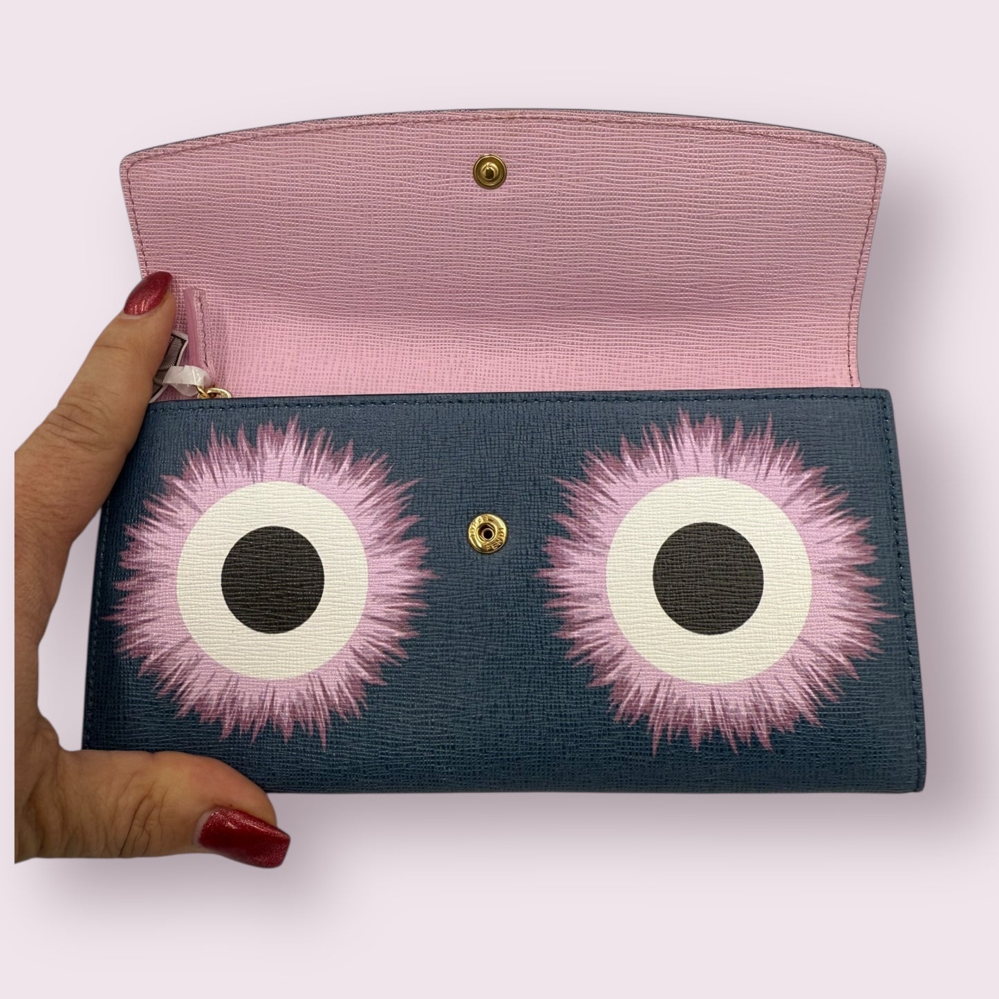 335. Fendi Multicolor Monster Eyes Continental Long Wallet