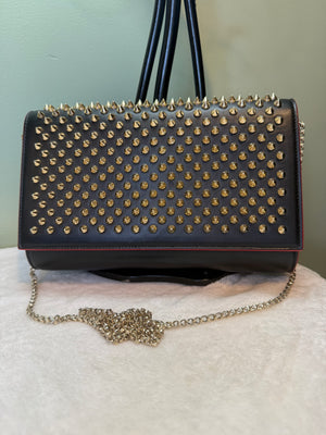 1865. Christian Louboutin Black Paloma Spike Clutch