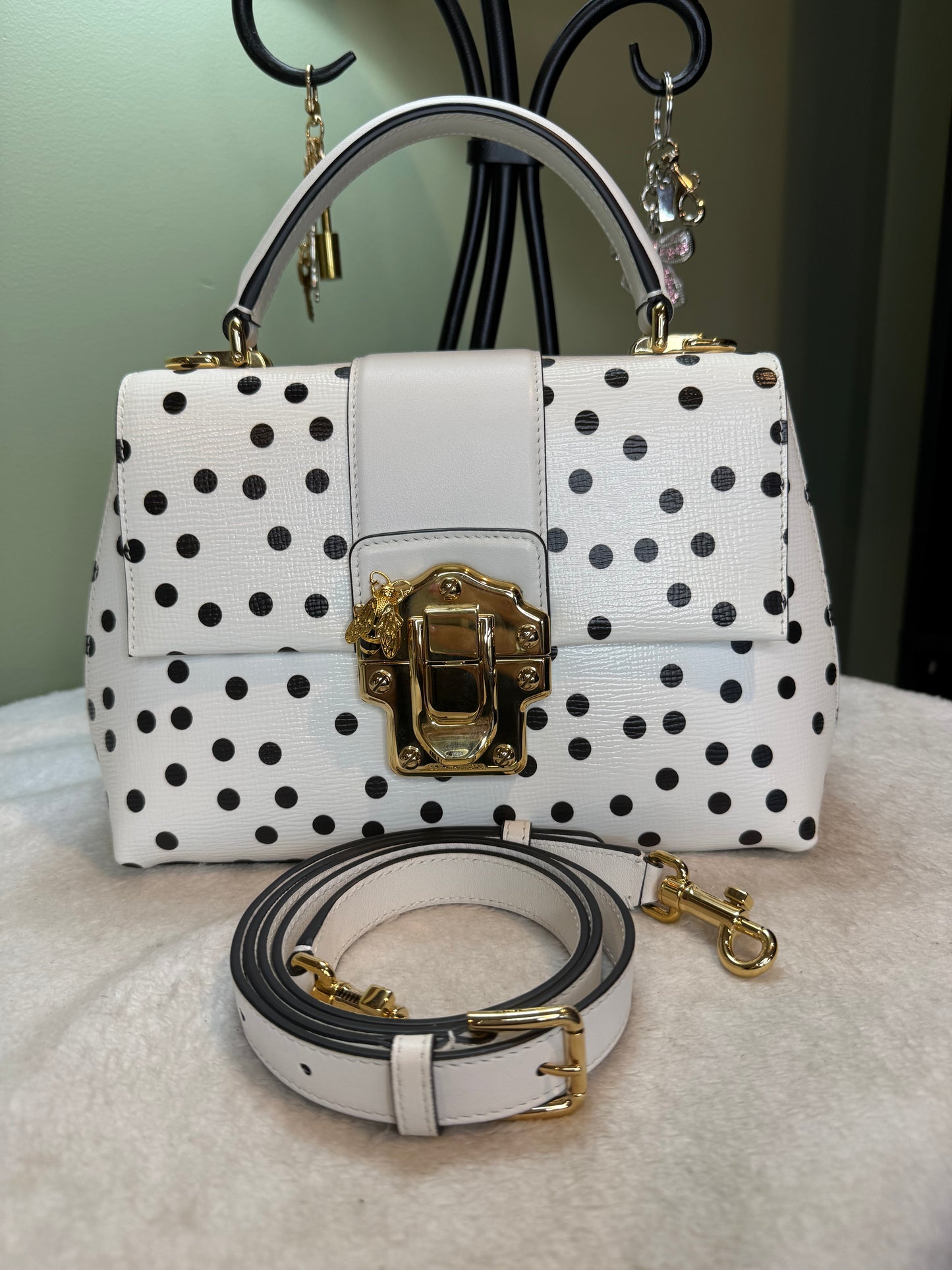 832. Dolce & Gabbana Calfskin Polka Dot Lucia