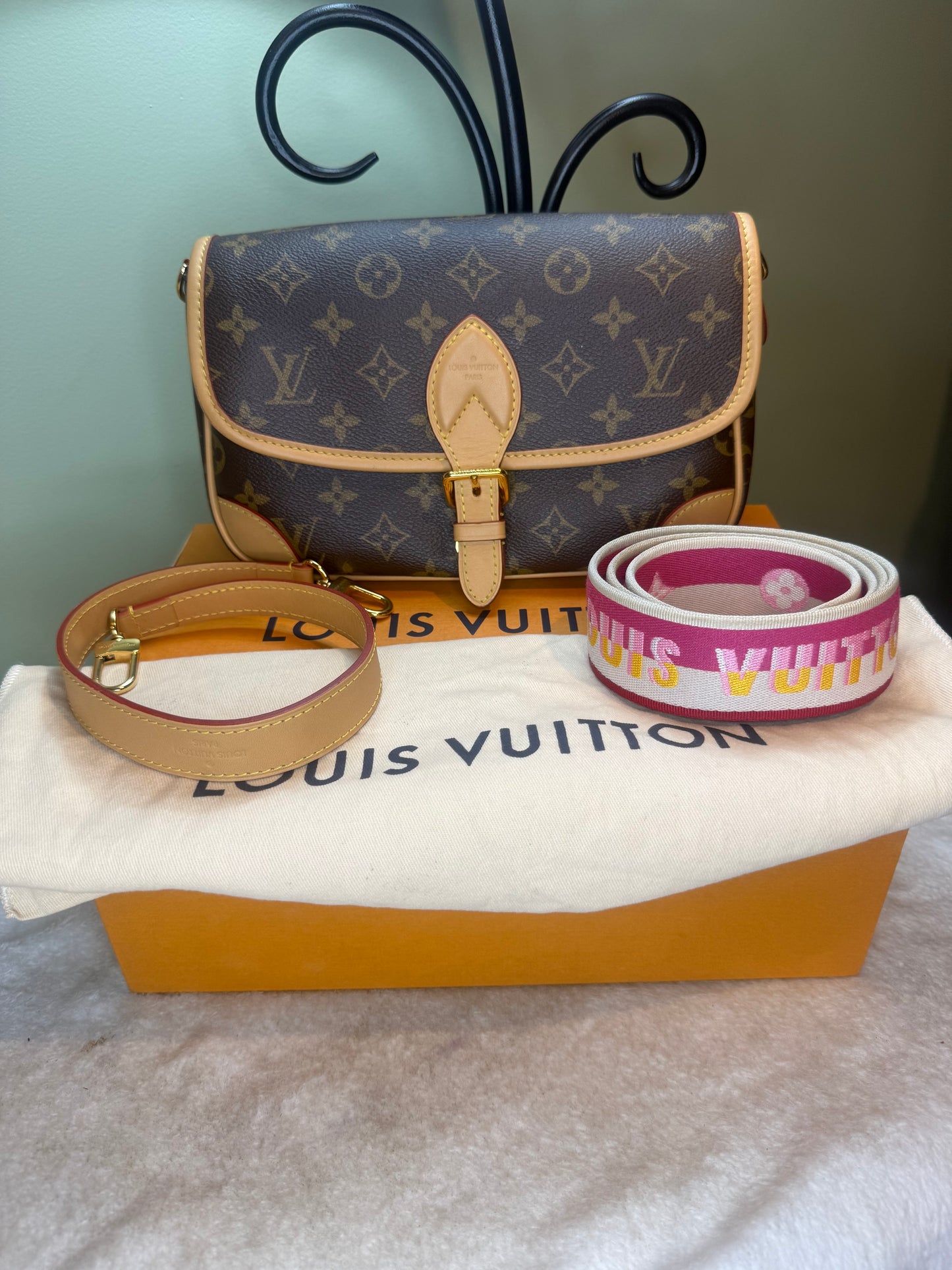 1490. Louis Vuitton Monogram Diane with Fuchsia Pink Interior and both Straps