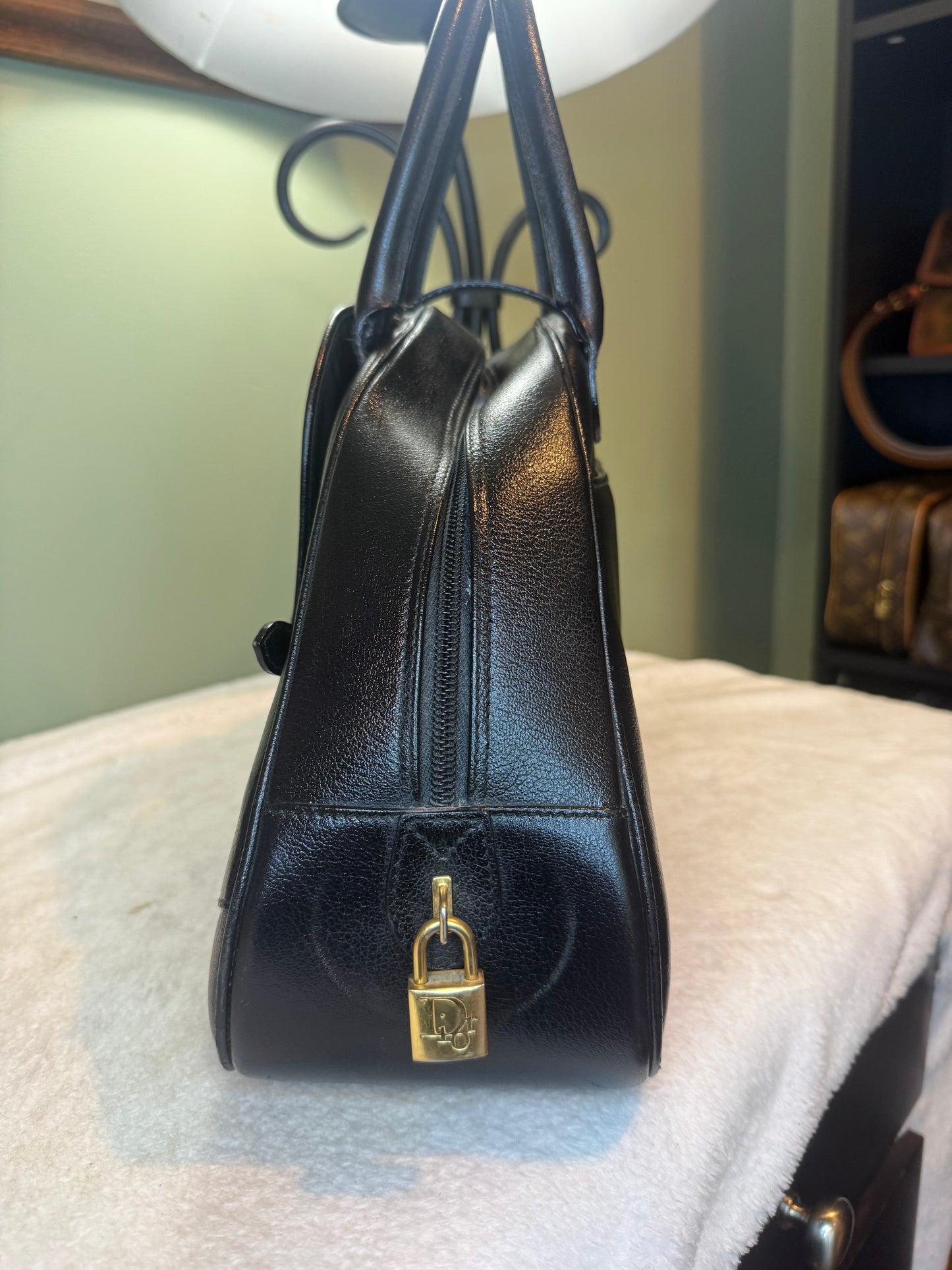 1416. Christian Dior Black Calfskin Double Saddle Bag