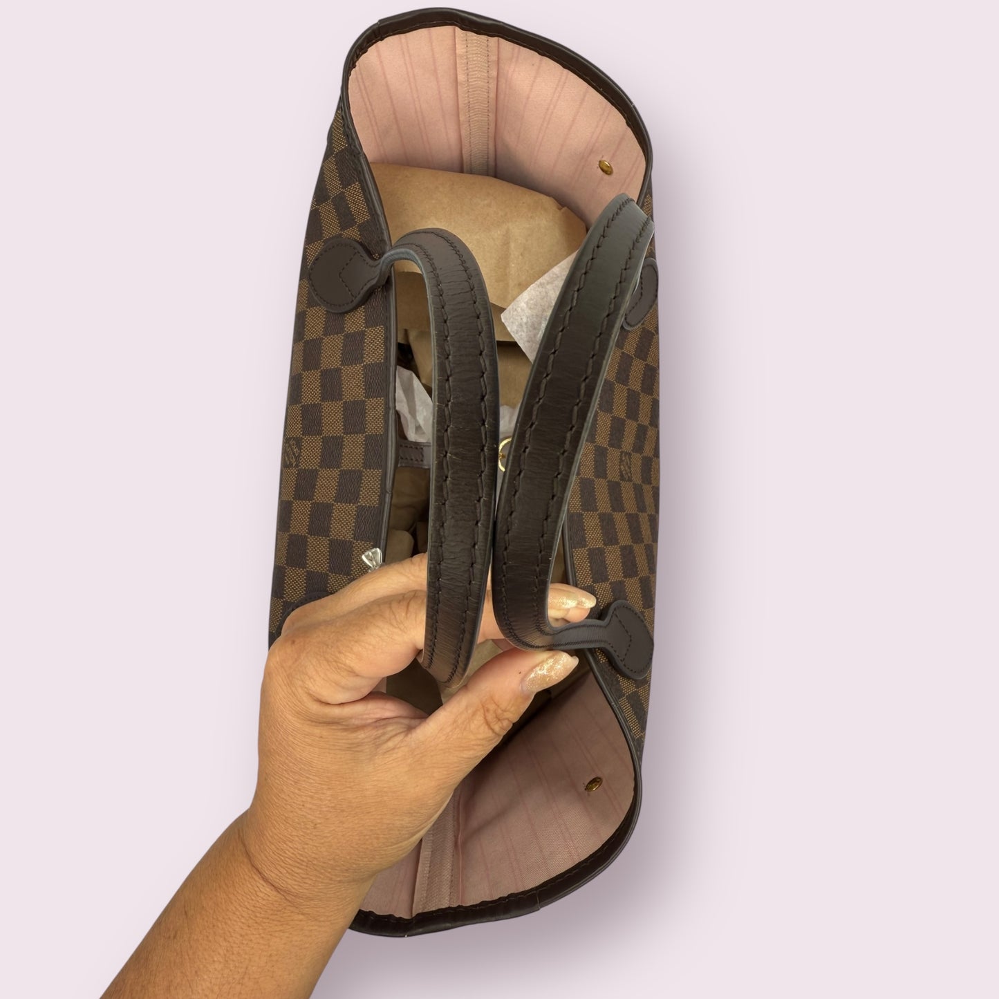 Louis Vuitton Damier Ebene Neverfull MM with Pink Balerine lining