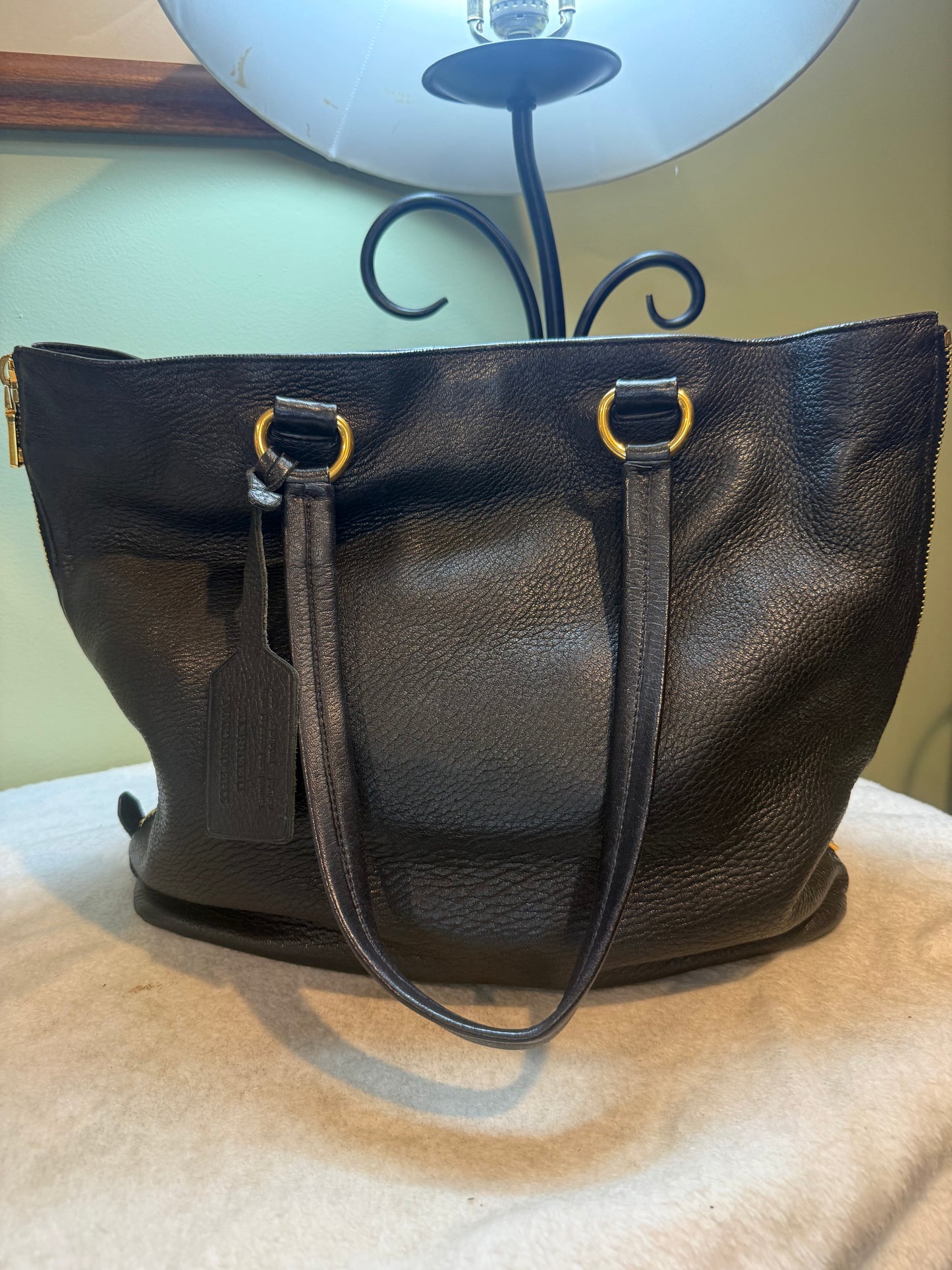 1661. Prada Black Vitello Daino Leather Tote