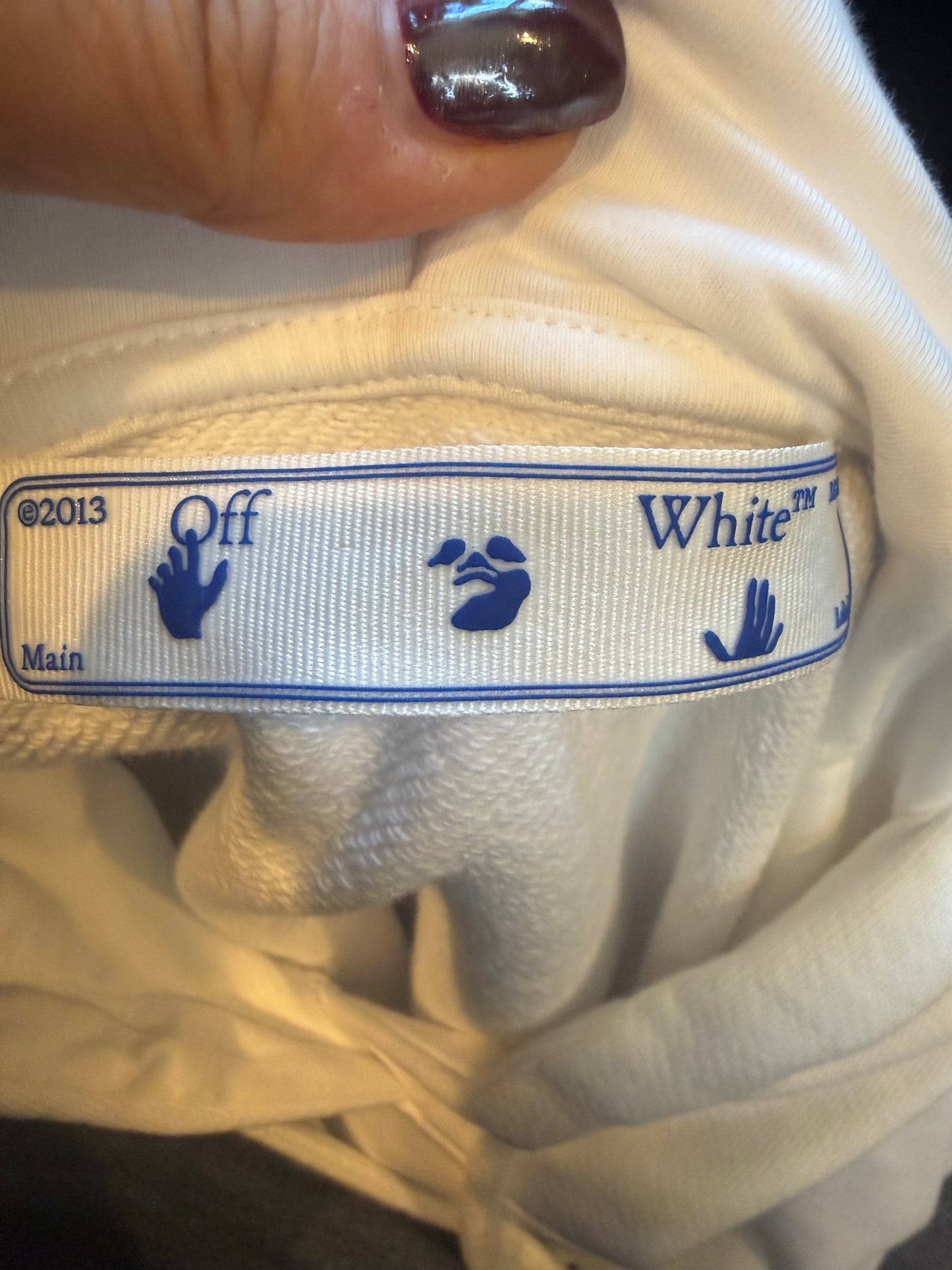 1629. Off White Pink Graffiti White Hoodie Sweatshirt