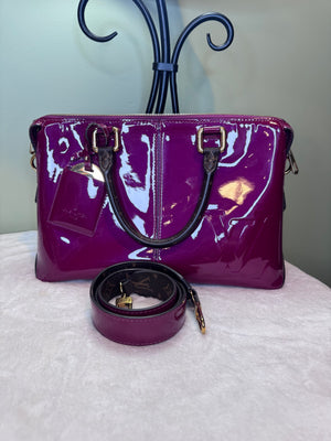 1870. Louis Vuitton Fuchsia Monogram Vernis Miroir Tote