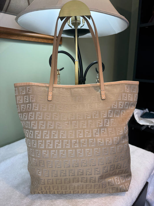 516. Fendi Vintage Zucca Canvas Beige Tote bag