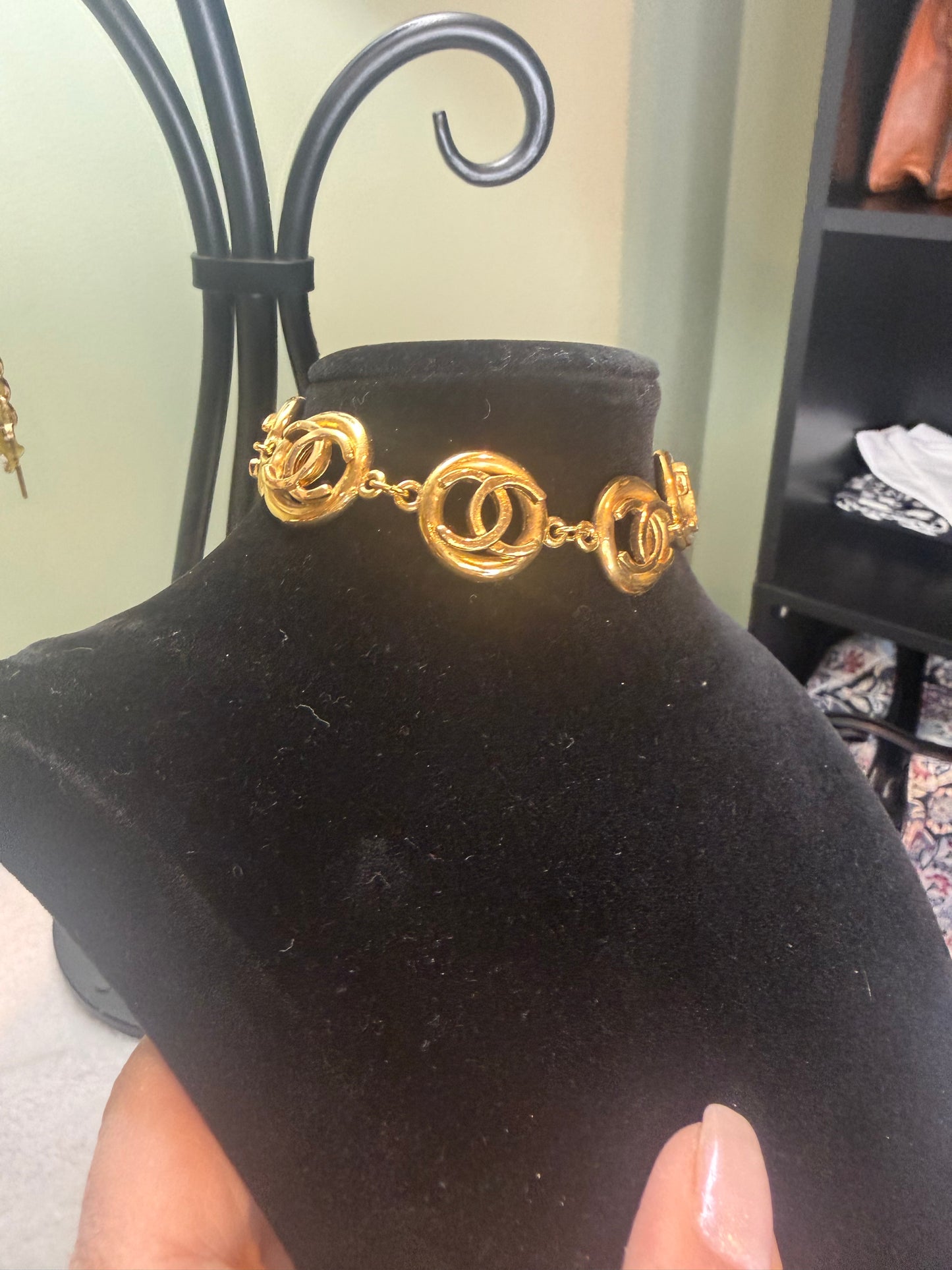 894. Chanel Vintage CC Logo Gold plated Bracelet