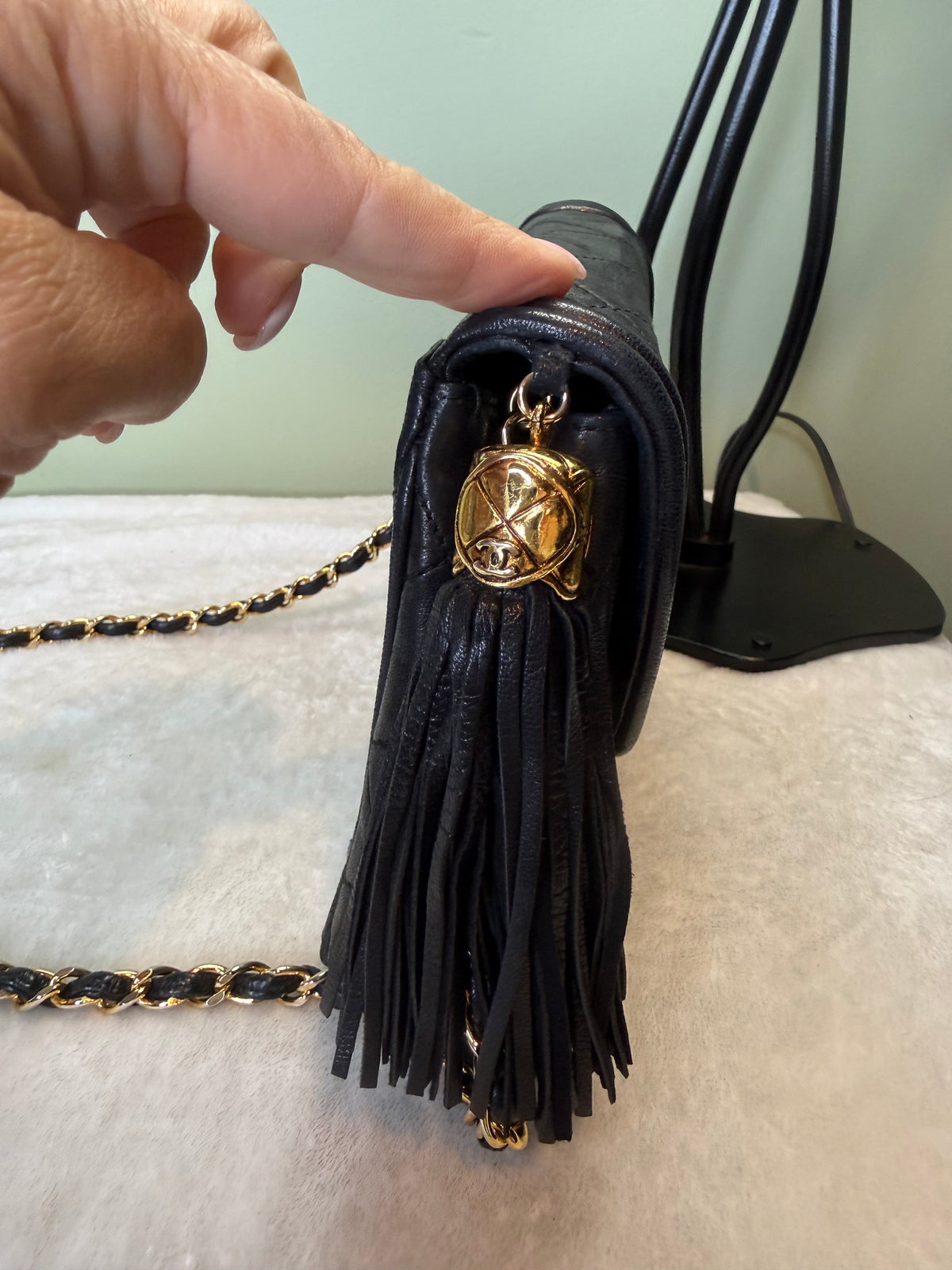 2113. Chanel Vintage Small CC Tassel Flap Bag