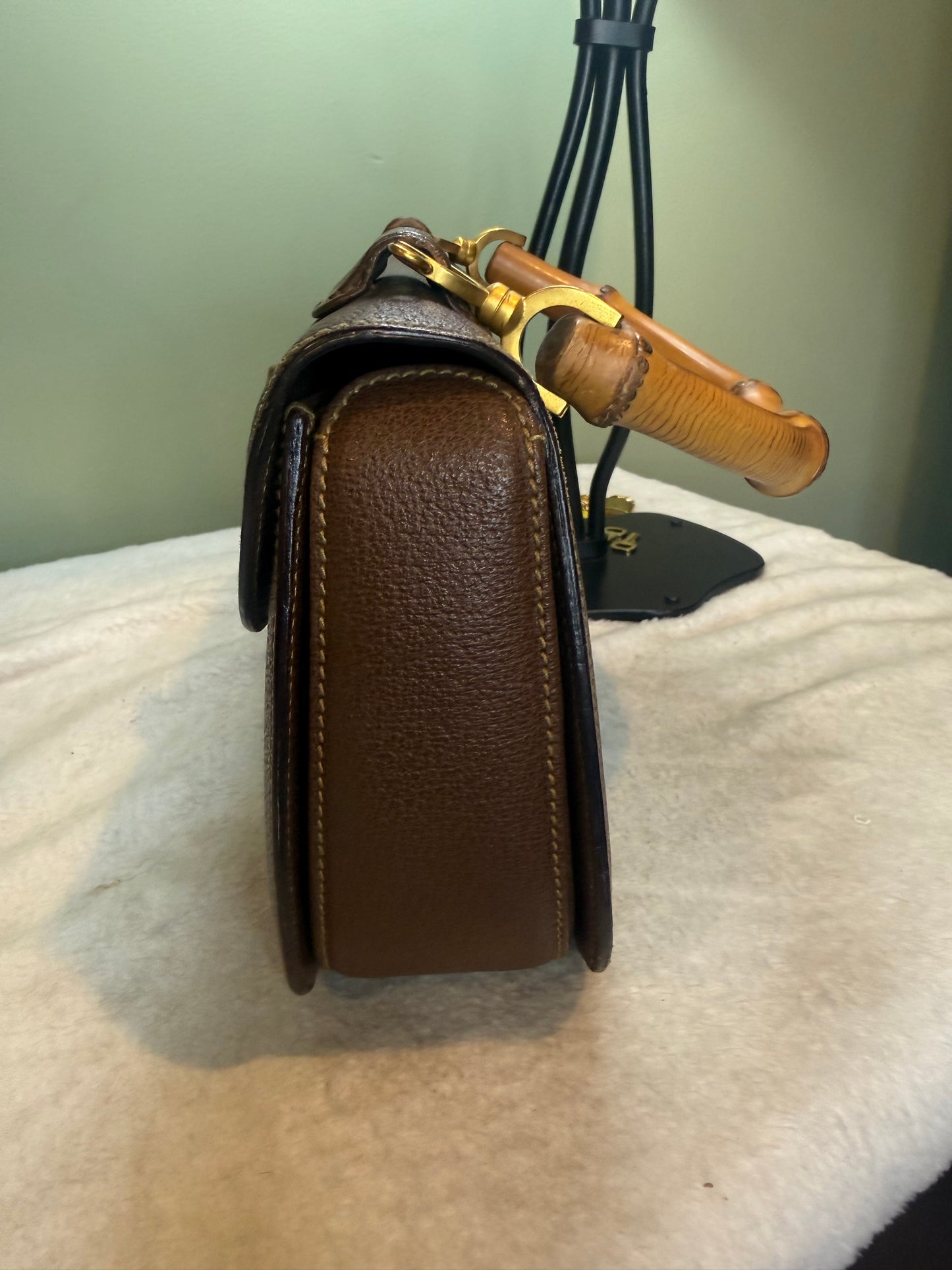 992. Gucci Chocolate Brown 1947 Bamboo Top Handle