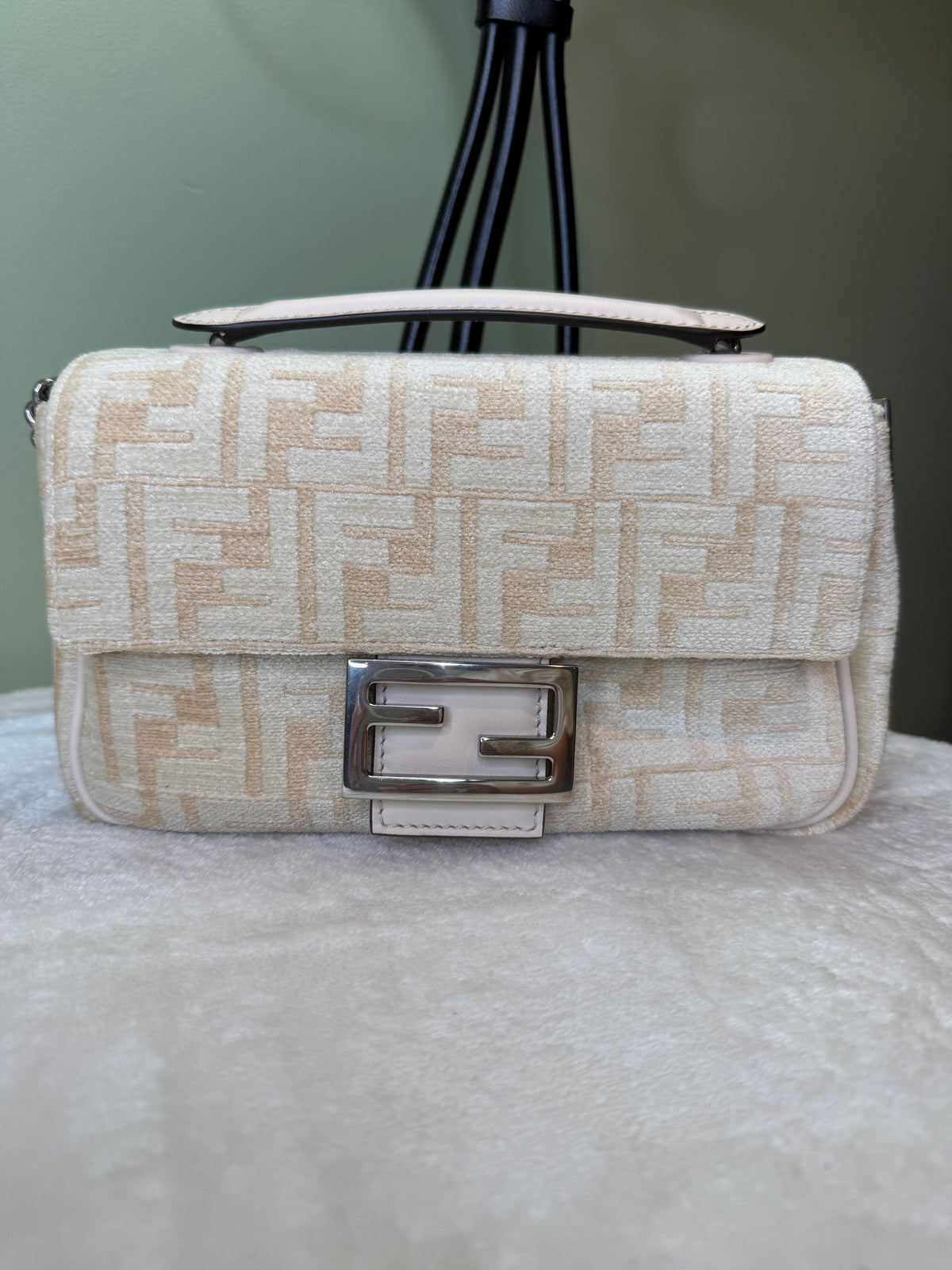 1999. Fendi Cream and Neutral Zucca FF Baguette