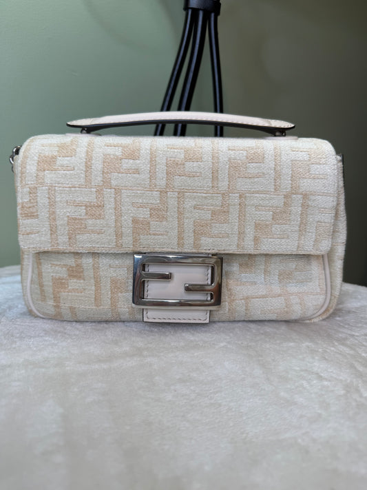 1999. Fendi Cream and Neutral Zucca FF Baguette