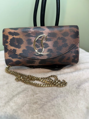 1438. Christian Louboutin Leopard Print Chain Clutch