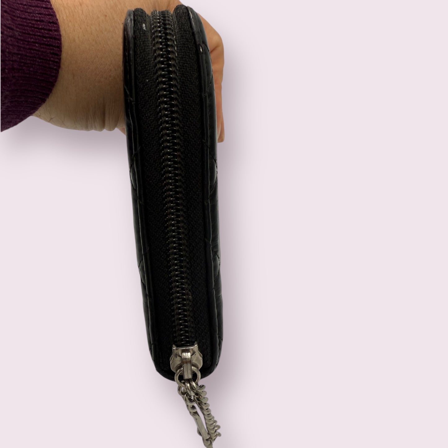 Chanel Cambon Line Zip Around Long wallet with Pink Interior