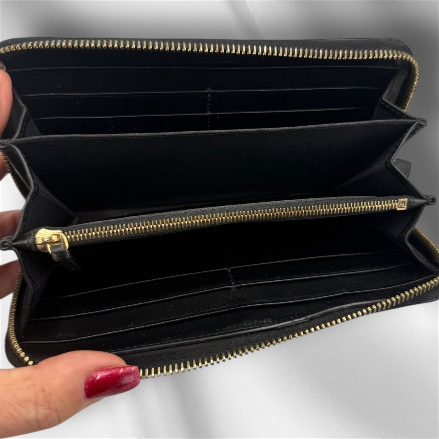 319. Fendi By The Way Black Leather Long Zippy Wallet