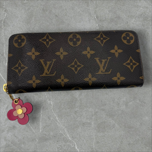 296. Louis Vuitton Monogram Portefeuille Zippy Clemence Blooming Flower