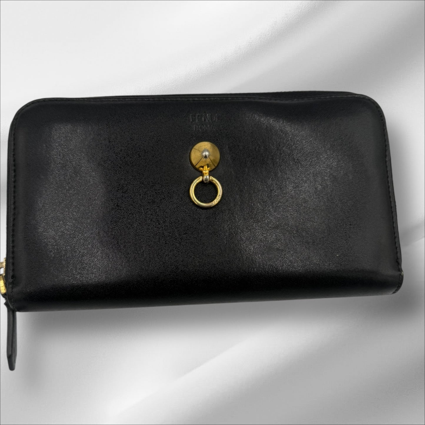 319. Fendi By The Way Black Leather Long Zippy Wallet