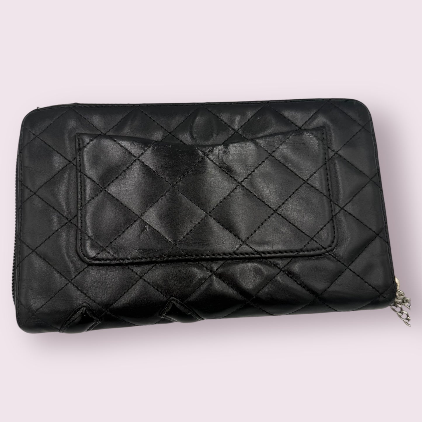 Chanel Cambon Line Zip Around Long wallet with Pink Interior