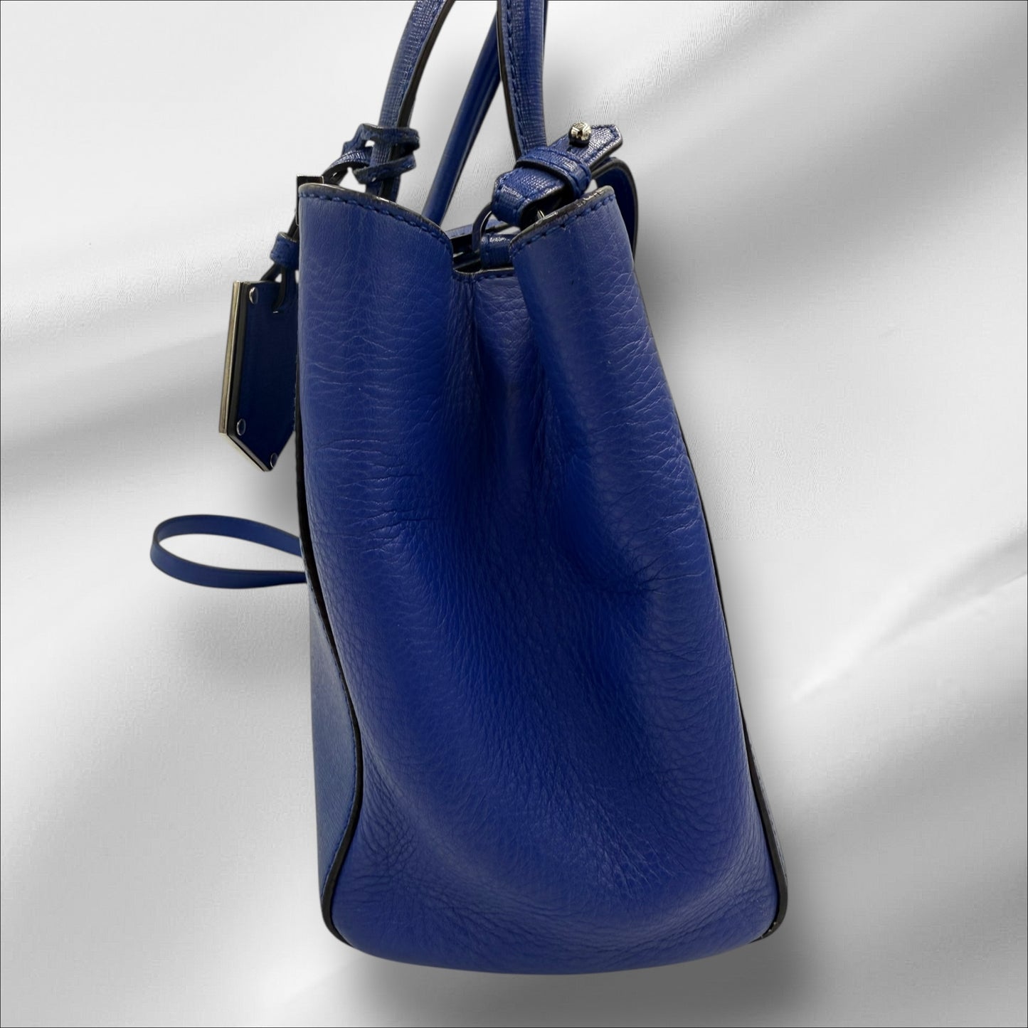 321. Fendi Blue Leather Petite Sac 2jours Elite Top Handle