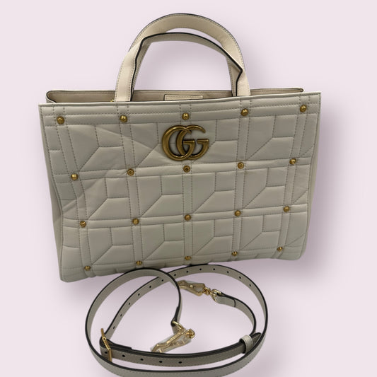 414. Gucci GG Marmont Studded Matelasse Leather Tote with shoulder strap