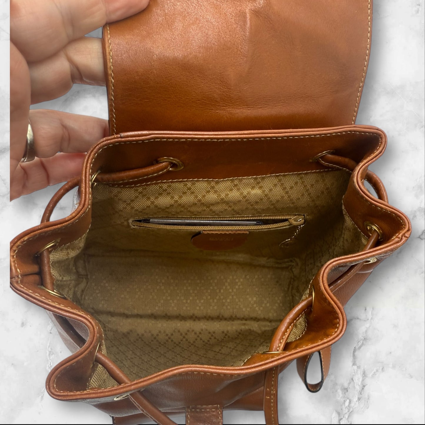 Gucci Brown Mini Leather Bamboo Backpack
