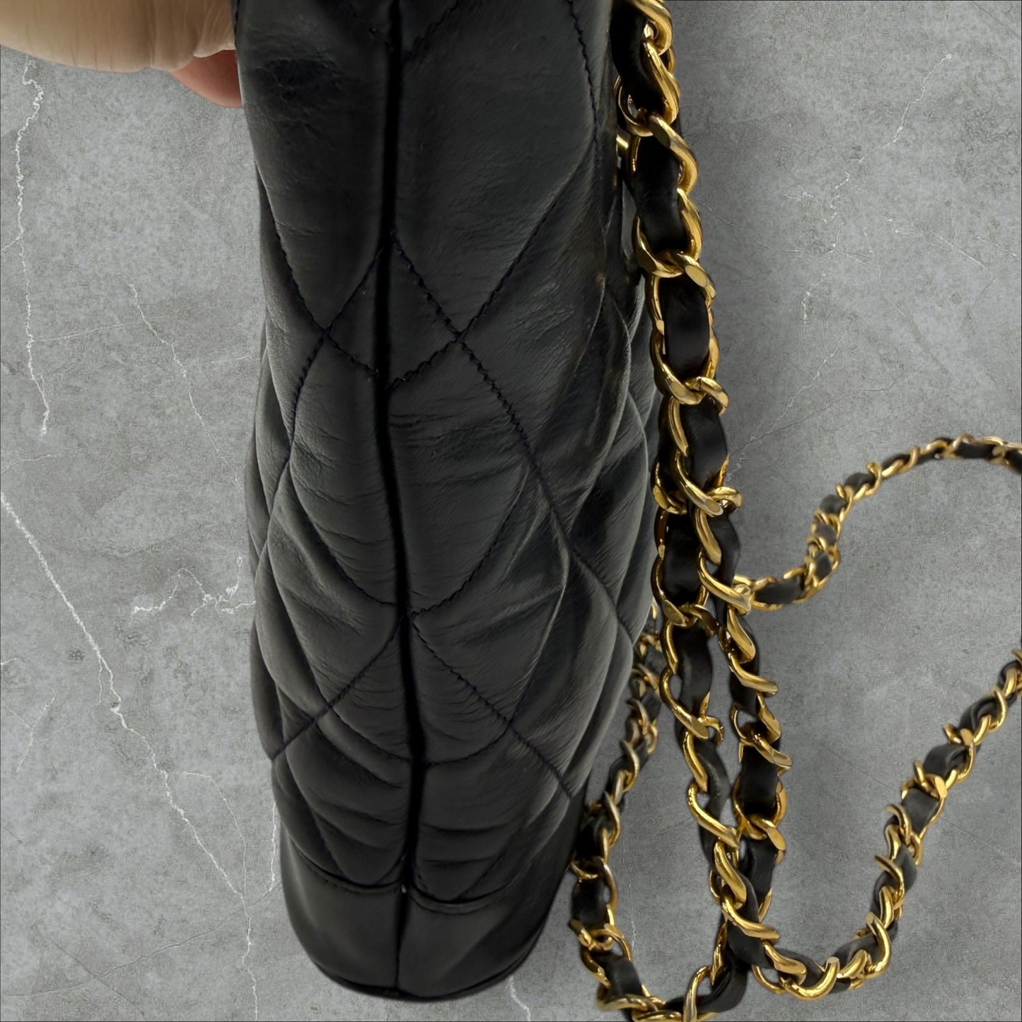 376. Chanel Navy Lambskin Vintage Shoulder Bag