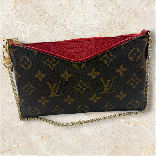 Louis Vuitton Monogram Canvas & Cerise Pallas Clutch